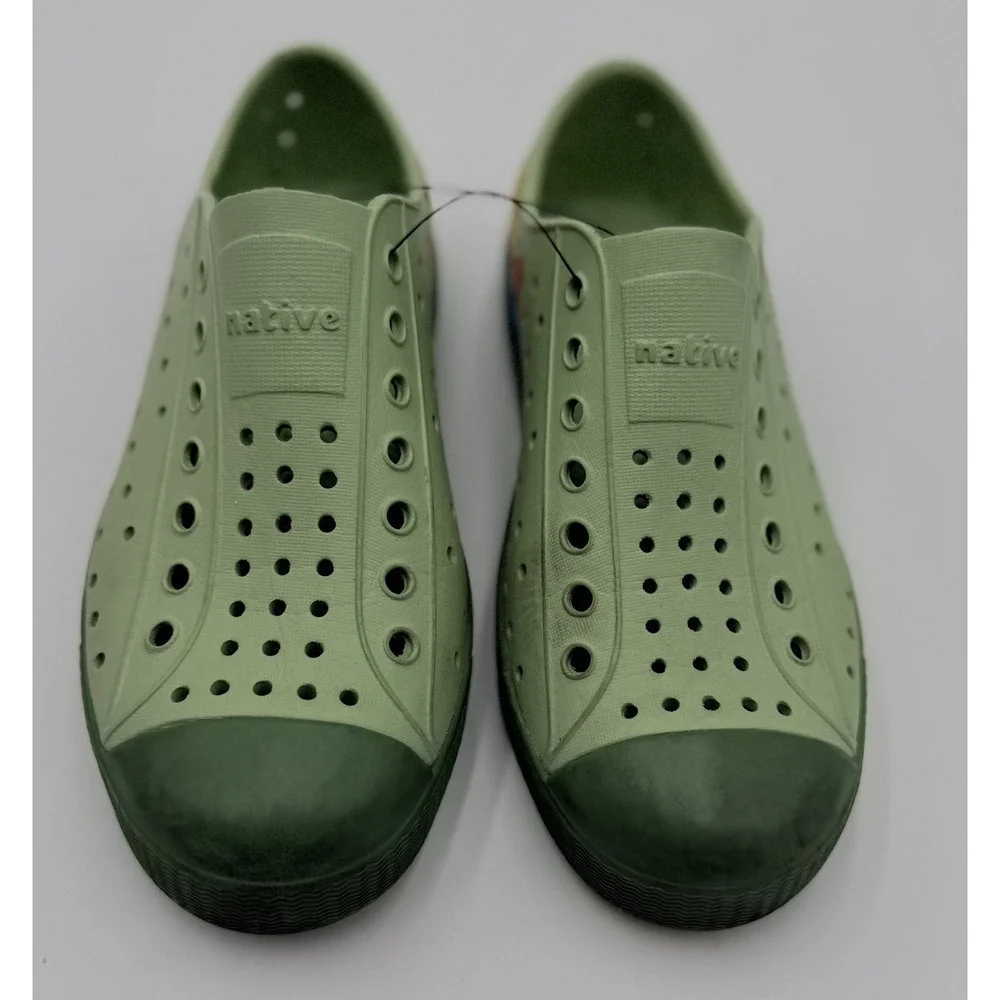 Native Youth Jefferson Slip On Shoes J1 Sage Green Mountain Perforated Kids